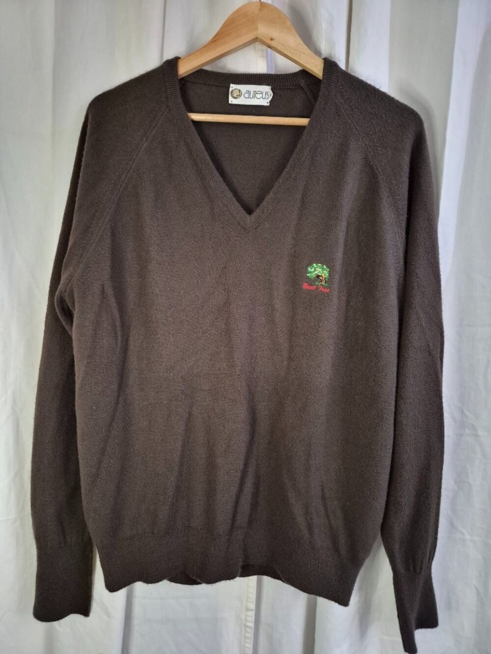 Aureus XL Brown Bent Tree Vintage Athleisure Golf Classic Pullover Knit Sweater